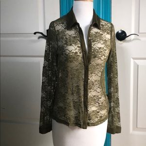 Lace Button Down Blouse